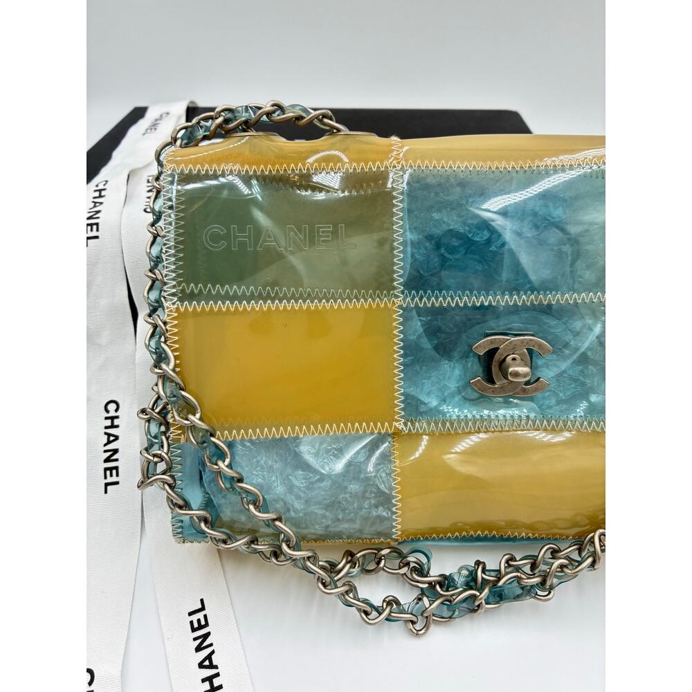 Chanel CC Chocolate Bar Blue/Beige Chain Shoulder Bag - Picture 3 of 11